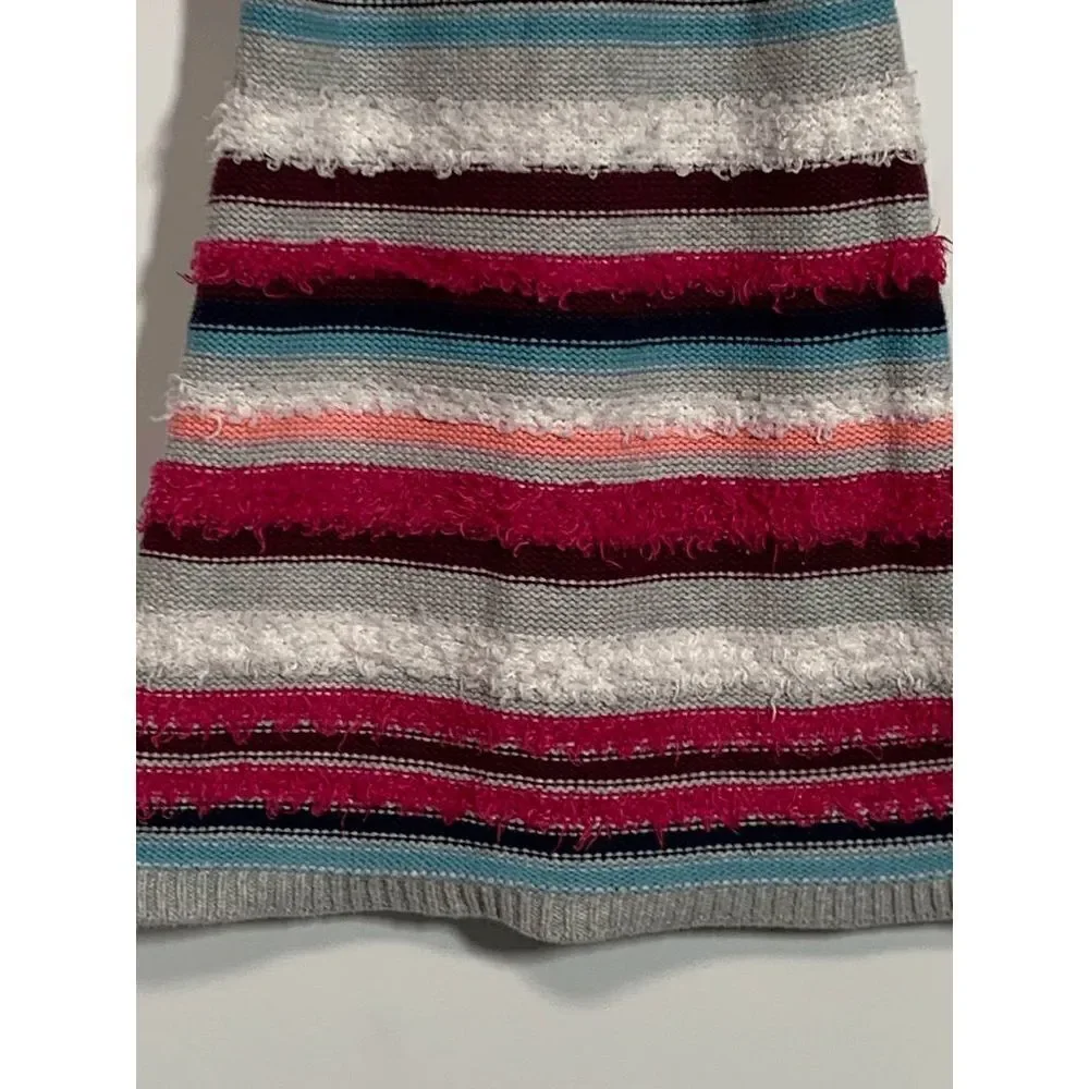 Gymboree Girls Striped Fuzzy Knit Sweater Dress Short Sleeve Gray Pink Size 4